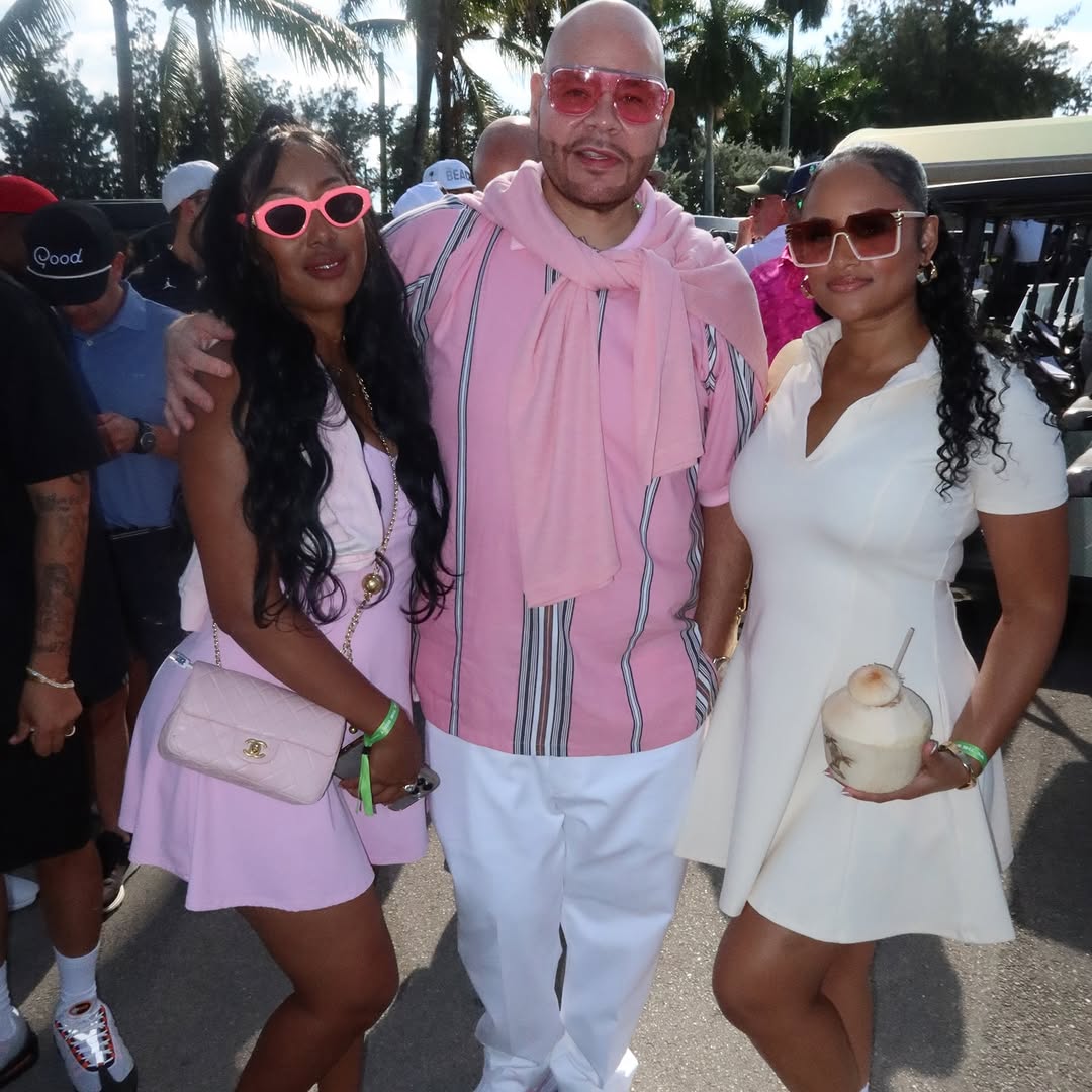 Three guests in pink and white golf attire at the We The Best tournament